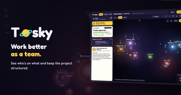 Tasky — Work better as a team: the universe view with task planets